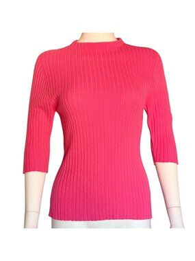 Maison Cashmere Womens Bright Pink Ribbed 100% Cashmere Sweater Size M